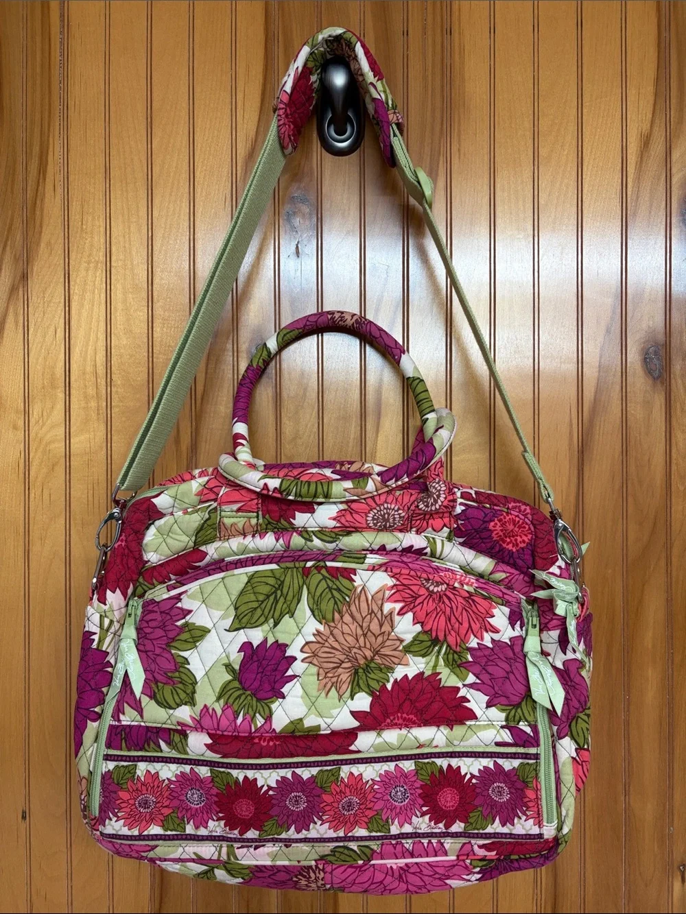 Vera Bradley Laptop/Travel Bag Quilted in Hello Dahlia (Retired 2012) Pattern